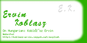 ervin koblasz business card